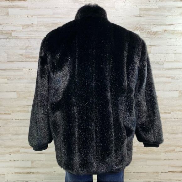 St. John Collection by Marie Gray Faux Fur Jacket Vest Womens Size XS Black - Picture 11 of 16